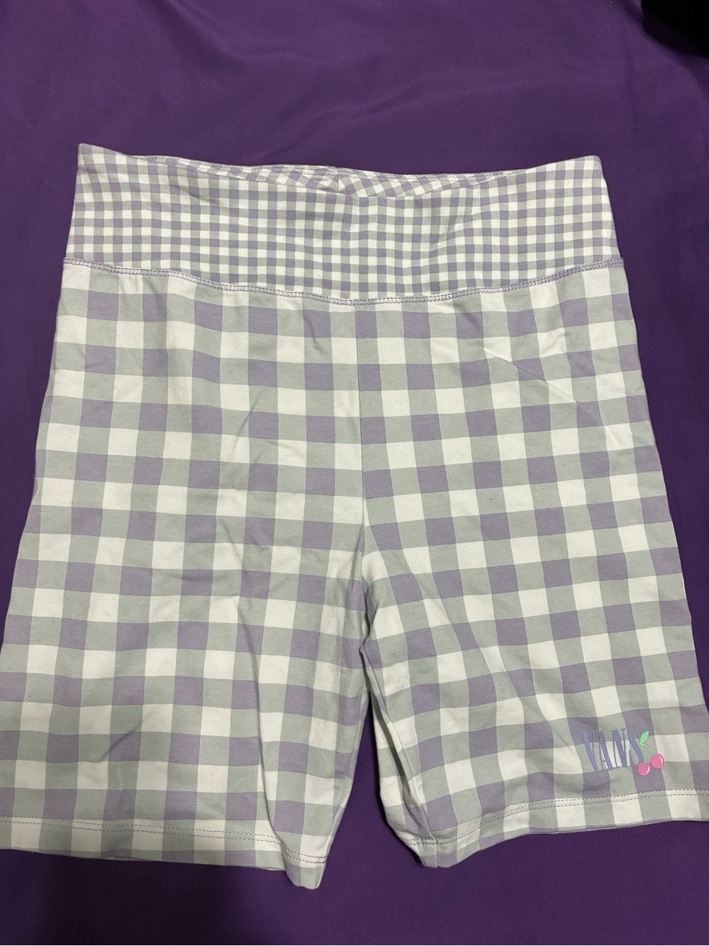 Vans Lavender and White Gingham Bike Shorts